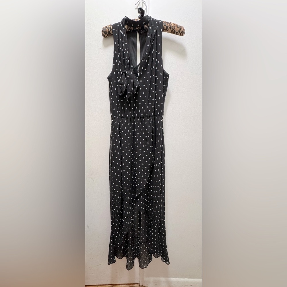 White House Black Market Polka Dot High Low Midi Dress 4